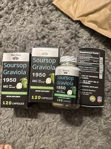 Lot 4 Boxes. All For One Price. soursop graviola 1950 Mg 120 Capsules - Picture 1 of 6
