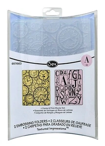 Sizzix Clocks & Block Print Emboss 2pk #657663 Retail $12.99 by Jen Long - Picture 1 of 7