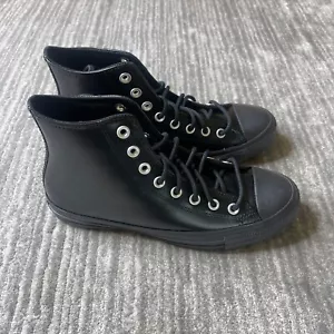 CONVERSE Chuck Taylor All Star Shoes Womens 8 Black Leather Hi Top Goth - Picture 1 of 10