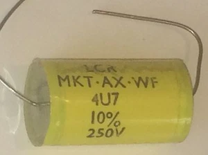 4.7uF 250V LCR METALLIZED POLYESTER MKT AXIAL AUDIO CAPACITOR ad2r25 - Picture 1 of 1
