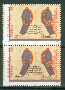 ESPAÑA 1989 -CUERPO DE CORREOS- EDIFIL 2998**- VARIEDAD (ERROR)- PAREJA VERTICAL - Foto 1 di 1