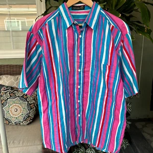 Vintage Thums Up for Him Brushpopper Button Shirt Sz Large Short Sleeve Cowboy - Picture 1 of 7