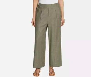 Ella Moss Women's Wide-Leg Linen Blend Pants, Green, Size M - Picture 1 of 3