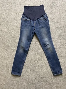 Old Navy Jeans Maternity Womens 2 Blue Skinny Stretch Distressed Denim Pants - Picture 1 of 8