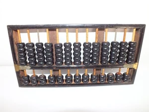 Vintage Lotus Flower Brand Chinese Abacus 13 Rows 91 Black Beads - Picture 1 of 7