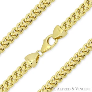 Collar de cadena italiana ligero franco de 4,2 mm en plata esterlina 925 con GP 14 k - Imagen 1 de 2