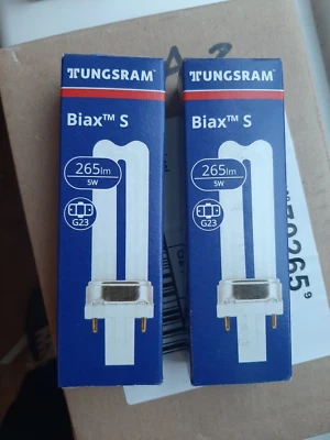 2 x 265lm 5w Compact Fluorescent Lamp 2 pins F5W BX/T4/827/2P - Image 1 of 4