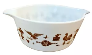 Vintage Pyrex 474-B Early American Brown on White 1.5 Quart Casserole - Picture 1 of 9