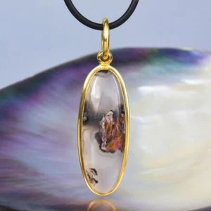 Ciondolo Crisocolla Nativi Rame & Vermiglio Placcato in oro Argento Sterling - Foto 1 di 13