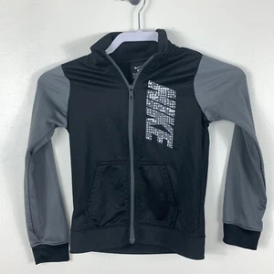 Nike Black Gray Boys Zip Up Jacket Size 7 - Picture 1 of 4