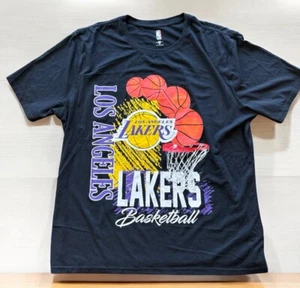 Maglietta NBA Los Angeles LA Lakers basket manica corta uomo nera 3XL - Foto 1 di 6