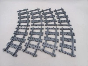 LEGO System Train Track Curved Rails 8 Pc. Lot - 53400 Dark Gray 8-wide - Picture 1 of 1