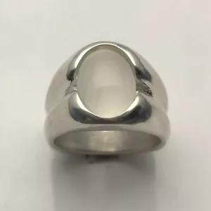 ANELLO UOMO ARGENTO STERLING MJG. CABINA PIETRA DI LUNA NATURALE OVALE 14x10mm. TG 10. - Foto 1 di 6
