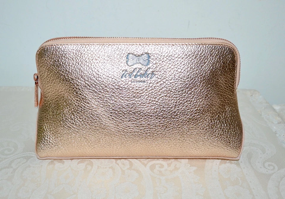 NWT $89 Ted Baker JENY Rose Gold Leather Cosmetic Case Travel Bag Clutch Bag - Image 1 of 4