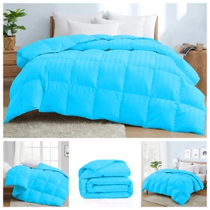 Down Alternative Premium Comforter & Set 1000 TC Aqua Blue Stripes Select Item - Picture 1 of 12