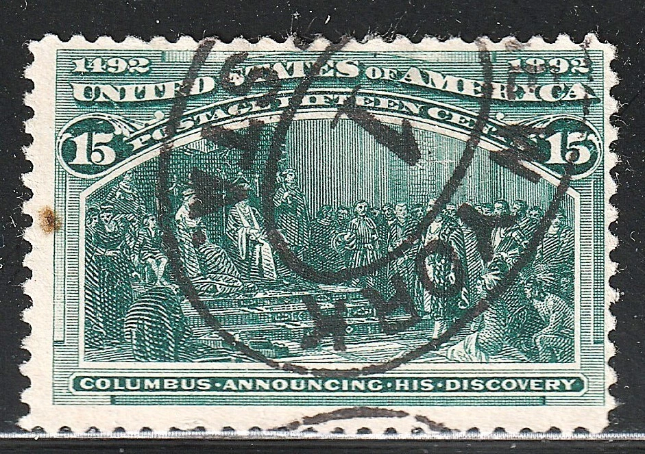 #238 US 15 CENT GREEN COLUMBIAN-USED-HGD-N/G-FINE-VF - Image 1 of 1