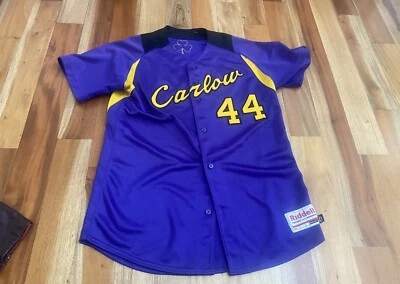 БЕЙСБОЛЬНАЯ ФУТБОЛКА CARLOW UNIVERSITY CLOVER ФИОЛЕТОВАЯ ЖЕЛТАЯ РАЗМЕР 40 RIDDELL - Изображение 1 из 4