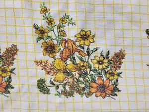 Vintage Terry Tablecloth Flowers Orange Yellow Retro Camper Camping Picnic Table - Picture 1 of 15