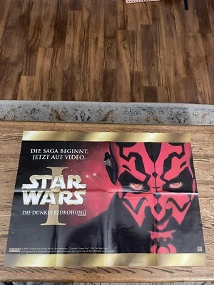 RARO Póster Promocional Alemán Star Wars Episodio I-La Amenaza Fantasma 2000 Darth Maul Foto 1 de 3