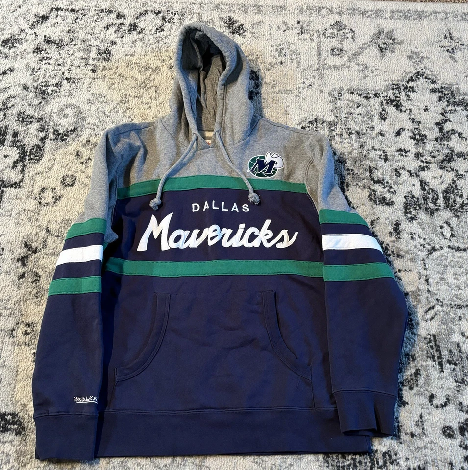 Mitchell & Ness Men’s XL Dallas Mavericks Stitched Headcoach Hoody Gray/Blue - Image 1 of 4
