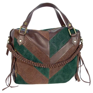Bolso de hombro/cartera de cuero/gamuza estampado de serpiente Chevron ELLA MOSS - $120 - Imagen 1 de 12