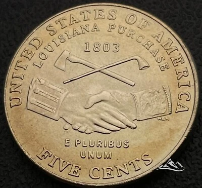 USA 5 cents coin 2004. KM #360. Jefferson Nickel.  Louisiana Purchase. D - Image 1 of 4