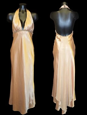 Zum Zum Vintage 90s Gold Satin Gatsby look Sexy Prom Party Dress sz 7 - Image 1 of 4