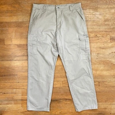 Vintage Mens Khaki Cargo Pants Size 38x32 1990s Twill Cotton Wrangler Trousers - Image 1 of 4