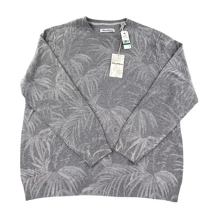 Tommy Bahama Sweater Mens Large Gray Desert Fronds Crew Pullover Storm ST424406 - Picture 1 of 11