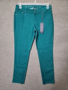 JLO Jennifer Lopez Straight Leg Pants Womens 10 Teal Blue Ankle Zip Stretch NEW - Picture 1 of 10