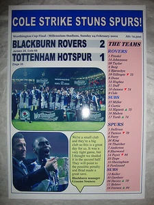 Blackburn Rovers 2 Tottenham Hotspur 1 - 2002 League Cup final - souvenir print - Picture 1 of 1