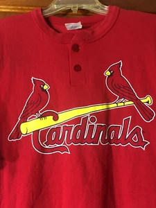 VTG Majestic St Louis Cardinals 2 Button Jersey T Shirt #13 Mens Large (Long) - Picture 1 of 4