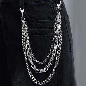 Mens Punk Belt Wallet Chain Links Gothic Keychain Jeans Pants Chain Purse Strap - Picture 1 of 17