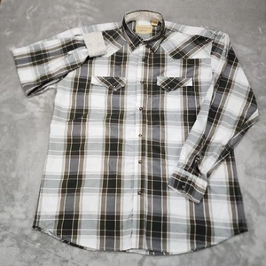 Cowboy Legend Shirt Mens 2XLT Brown Gray Plaid Western Snap Front Long Sleeve - Picture 1 of 12