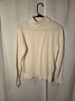 Crystal Kobe Angora Rabbit Hair Sweater Womens M Cream Ivory Soft Turtle Neck - Image 1 of 4