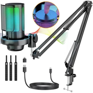 USB Gaming Mikrofon PC Streaming Mirophone Podcast Brodcasting Mikrofon mit Arm - Afbeelding 1 van 12