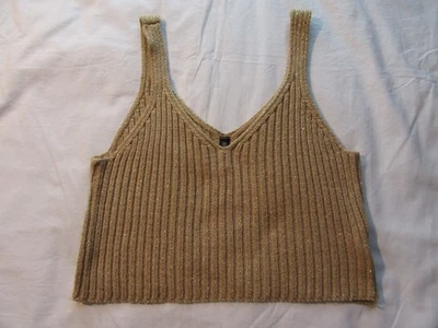 Camiseta sin mangas recortada acanalada tejida dorada GAS - Talla S/M Foto 1 de 4