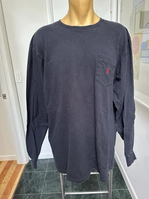 CAMISETA NEGRA MANGA LARGA POLO RALPH LAUREN VINTAGE AÑOS 90 BOLSILLO 100% ALGODÓN XL Foto 1 de 4