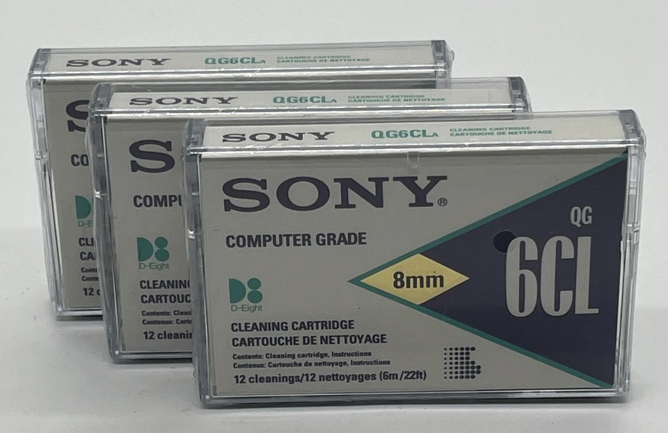 Sony QG6CL  Computer Grade  8mm 6CL Cleaning Cartrige 3er Set Neu Sealed - Bild 1 von 4