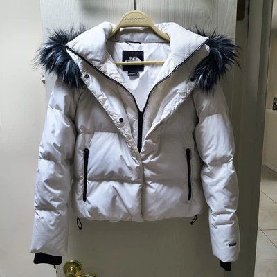Small White Puffer Jacket Removable Faux Fur Lined Hood THE NORTH FACE - Image 1 of 4