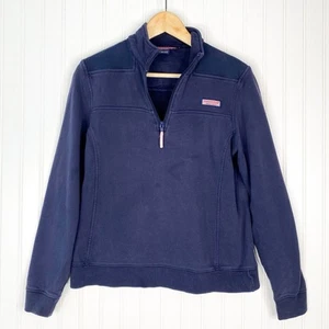 VINEYARD VINES Womens Navy Blue Long Sleeve 1/4 Zip Shep Shirt Pullover M - Picture 1 of 4