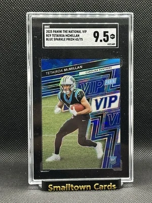 2025 Panini The National VIP Blue Sparkle /75 Tetairoa McMillan RC SGC 9.5  - Image 1 of 2