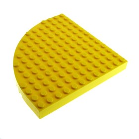 1x Lego Construction Plate Round Corner 12x12x1 Yellow FQ Circle 4189023 42484