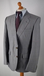 Mens Grey Checked Aquascutum Pure Wool Single Breasted Suit Sz 42L, W 36" L 31.5 - Picture 1 of 13