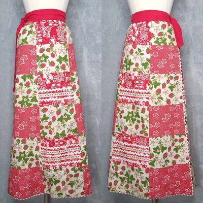Maxi Falda Envolvente Patchwork Rojo y Marfil Floral Fruta Talla XS/S Cottagecore Fresa Foto 1 de 4