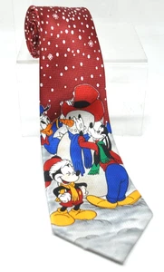 Novelty Tie Mickey Mouse Goofy Donald Duck Neck Tie Christmas Winter Snowman - Picture 1 of 3