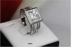 ANELLO DI FIDANZAMENTO ANNIVERSARIO SPOSA PRINCIPESSA ZIRCONI ARGENTO STERLING ~A32 - Foto 1 di 5