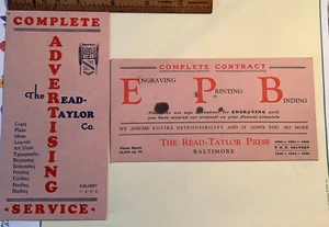 Ink Blotters 2 Baltimore Maryland REED TAYLOR Co Printing Engraving Advertising - Picture 1 of 10