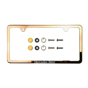 Fit Benz Laser Etching Stainless Steel RoseGold Slim License Frame Maybach w/Cap - Bild 1 von 2