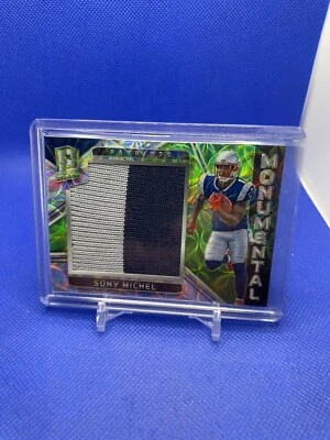 Sony Michel 2018 Panini Specta /50 Green Prizm Patch Monumental Rookie Patriots - Image 1 of 2